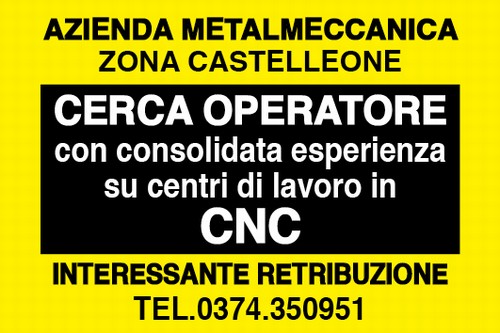 Cercasi operatore CNC