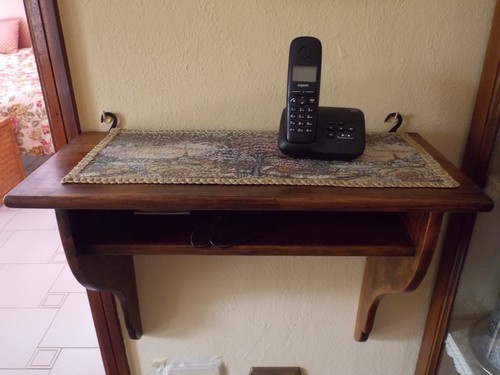 mensola  in legno vintage porta telefono 