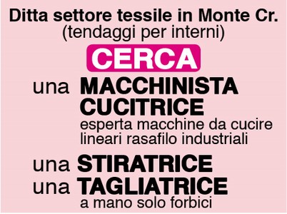 macchinista cucitrice - stiratrice - tagliatrice