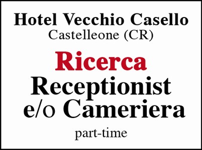 Ricerca Receptionist-Cameriera