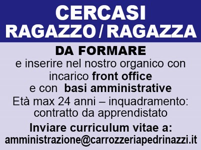 CERCASI RAGAZZO/RAGAZZA da FORMARE