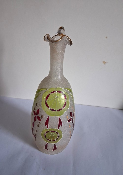Vaso a bottiglia francese vintage  in vetro artist