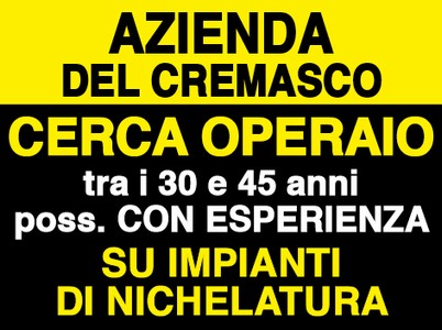 CERCA OPERAIO IMPIANTI DI NICHELATURA