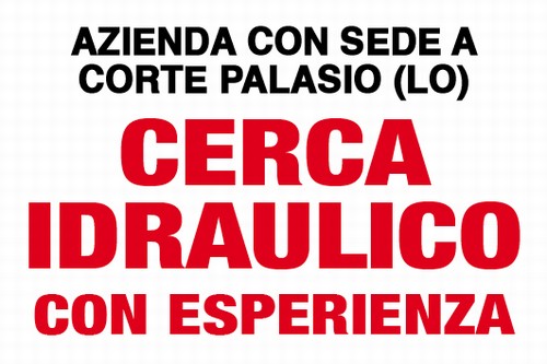 CERCASI IDRAULICO CON ESPERIENZA